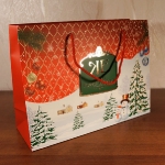 Бумажный пакет ламинированный Магазин Купцов Елисеевых 330х240х110 мм новогодний 